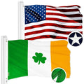 G128 Combo Pack: American USA Flag 4x6 Ft & Ireland Irish Shamrock Flag 4x6 Ft  Both ToughWeave Series Embroidered Polyester, Embroidered Design, Indoor/Outdoor, Brass Grommets