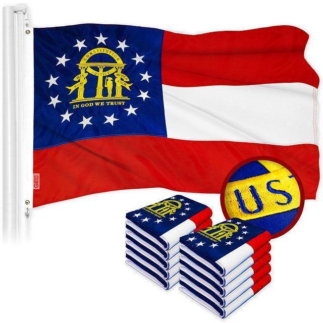 Georgia GA State Flag 3x5 Ft 10Pack Embroidered Polyester By G128