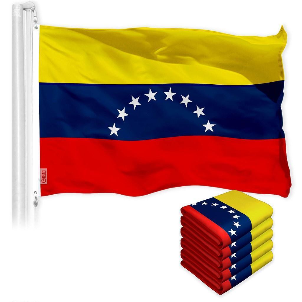 G128 5 Pack: Venezuela Venezuelan Flag  3x5 Ft  Printed 150D Polyester  Indoor/Outdoor, Vibrant Colors, Brass Grommets, Quality Polyester, Much Thicker More Durable Than 100D 75D Polyester