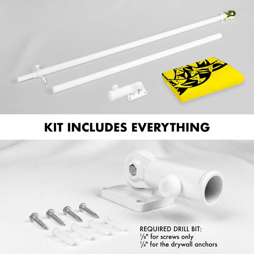 G128  6 Feet Tangle Free Spinning Flagpole (White) Gadsden Brass Grommets Printed 3x5 ft (Flag Included) Aluminum Flag Pole