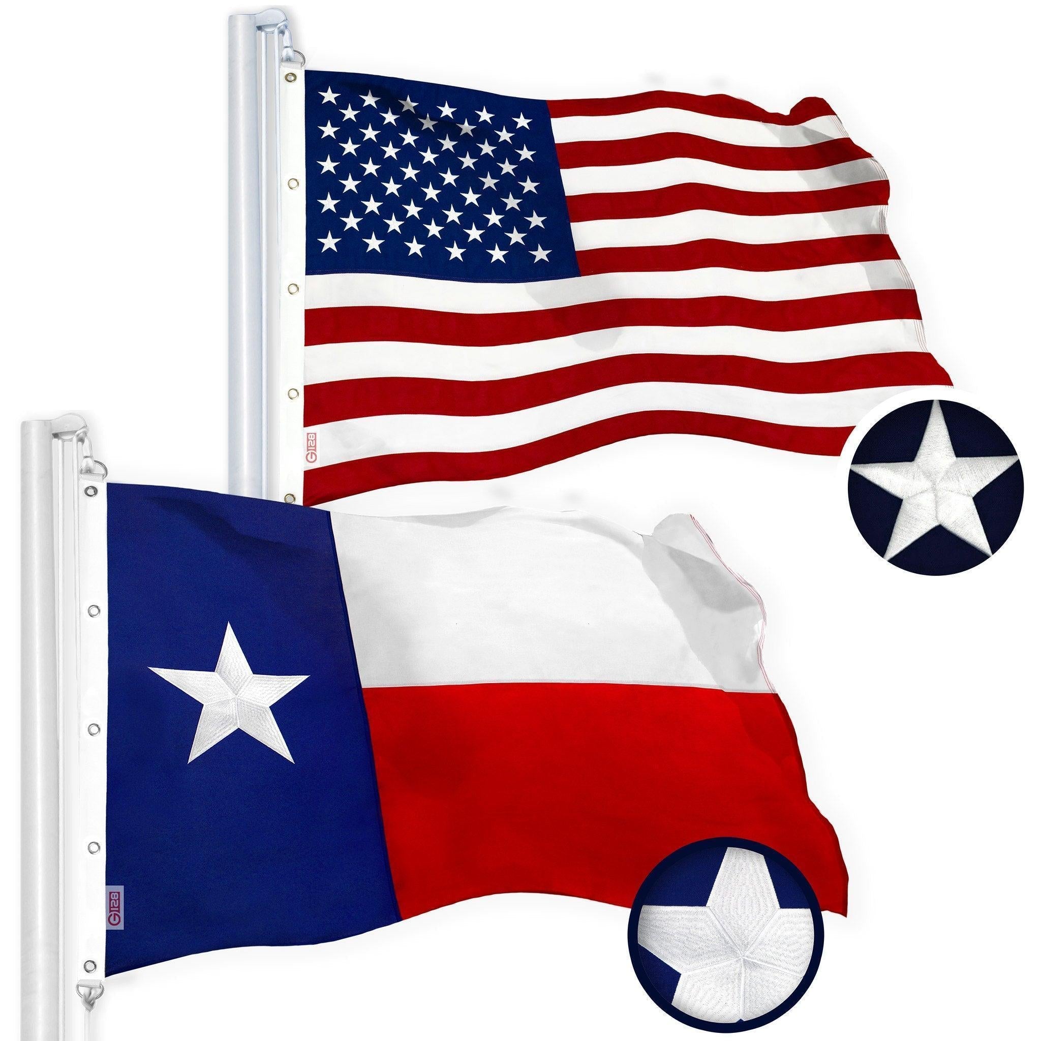 Patriotic Duo Flags: USA & Texas 10x15 Ft, SPUN Polyester