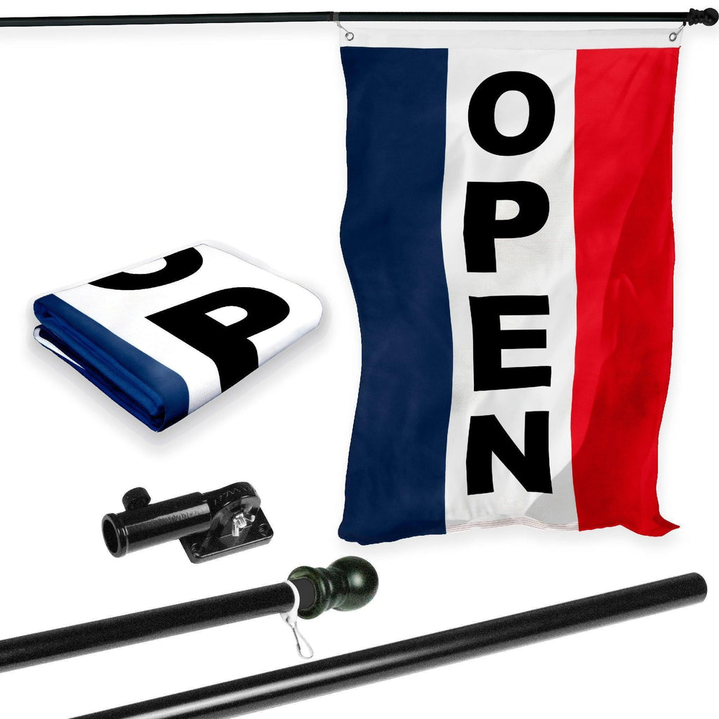 Open Vertial Deluxe Flag 3x5 ft- Aluminum flag pole