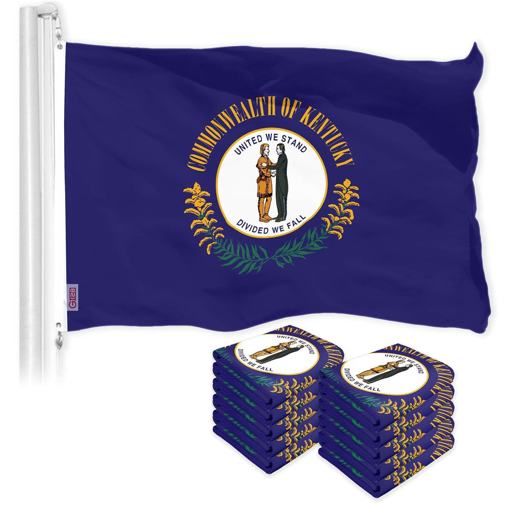 G128 10 Pack: Kentucky KY State Flag  3x5 Ft  LiteWeave Pro Series Printed 150D Polyester  Indoor/Outdoor, Vibrant Colors, Brass Grommets, Thicker and More Durable Than 100D 75D Polyester