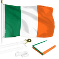 G128  6 Feet Tangle Free Spinning Flagpole (White) Ireland Brass Grommets Printed 3x5 ft (Flag Included) Aluminum Flag Pole