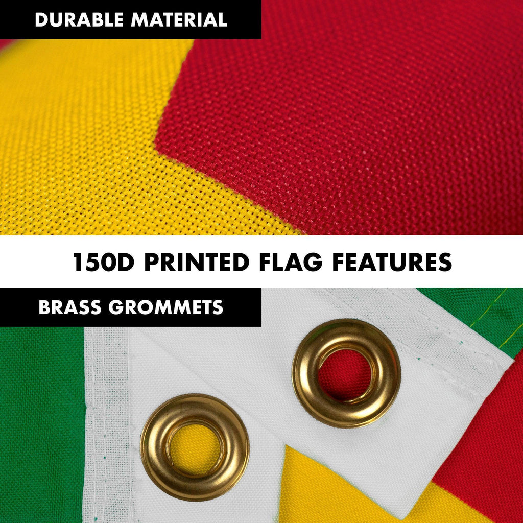 G128 Combo Pack: 6 Feet Tangle Free Spinning Flagpole (Silver) Cameroon Cameroonian Flag 3x5 ft Printed 150D Brass Grommets (Flag Included) Aluminum Flag Pole