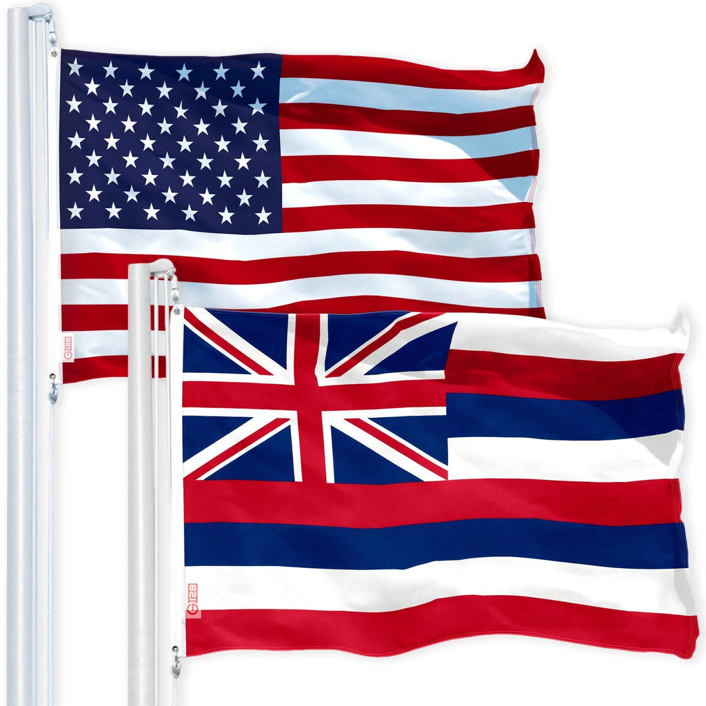 Combo Pack USA American Flag 3x5 Ft and Hawaii State Flag 3x5 Ft 150D Printed