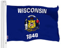 G128 Wisconsin WI State Flag  3x5 Ft  LiteWeave Pro Series Printed 300D Polyester  Indoor/Outdoor, Vibrant Colors, Brass Grommets, Thicker and More Durable Than 100D 75D Polyester