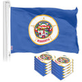 G128 10 Pack: Minnesota MN State Flag  3x5 Ft  LiteWeave Pro Series Printed 150D Polyester  Indoor/Outdoor, Vibrant Colors, Brass Grommets, Thicker and More Durable Than 100D 75D Polyester