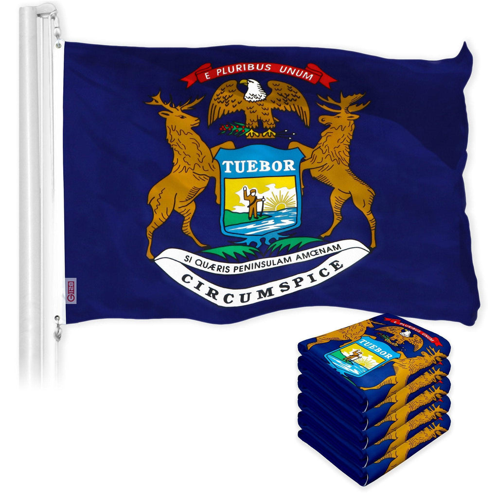 Michigan MI State Flag 3x5 Ft 5Pack 150D Printed Polyester By G128
