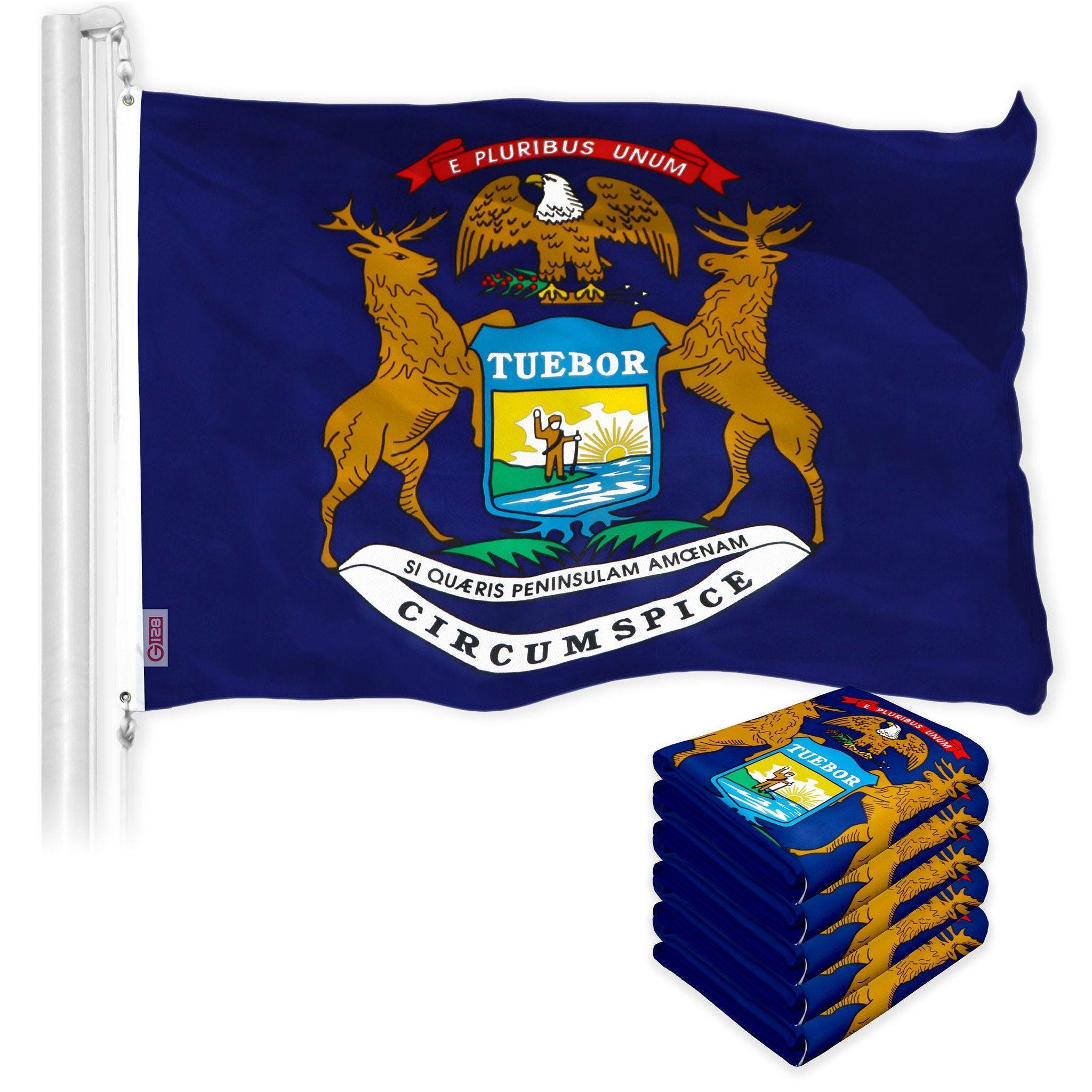 Michigan MI State Flag 3x5 Ft 5Pack 150D Printed Polyester By G128