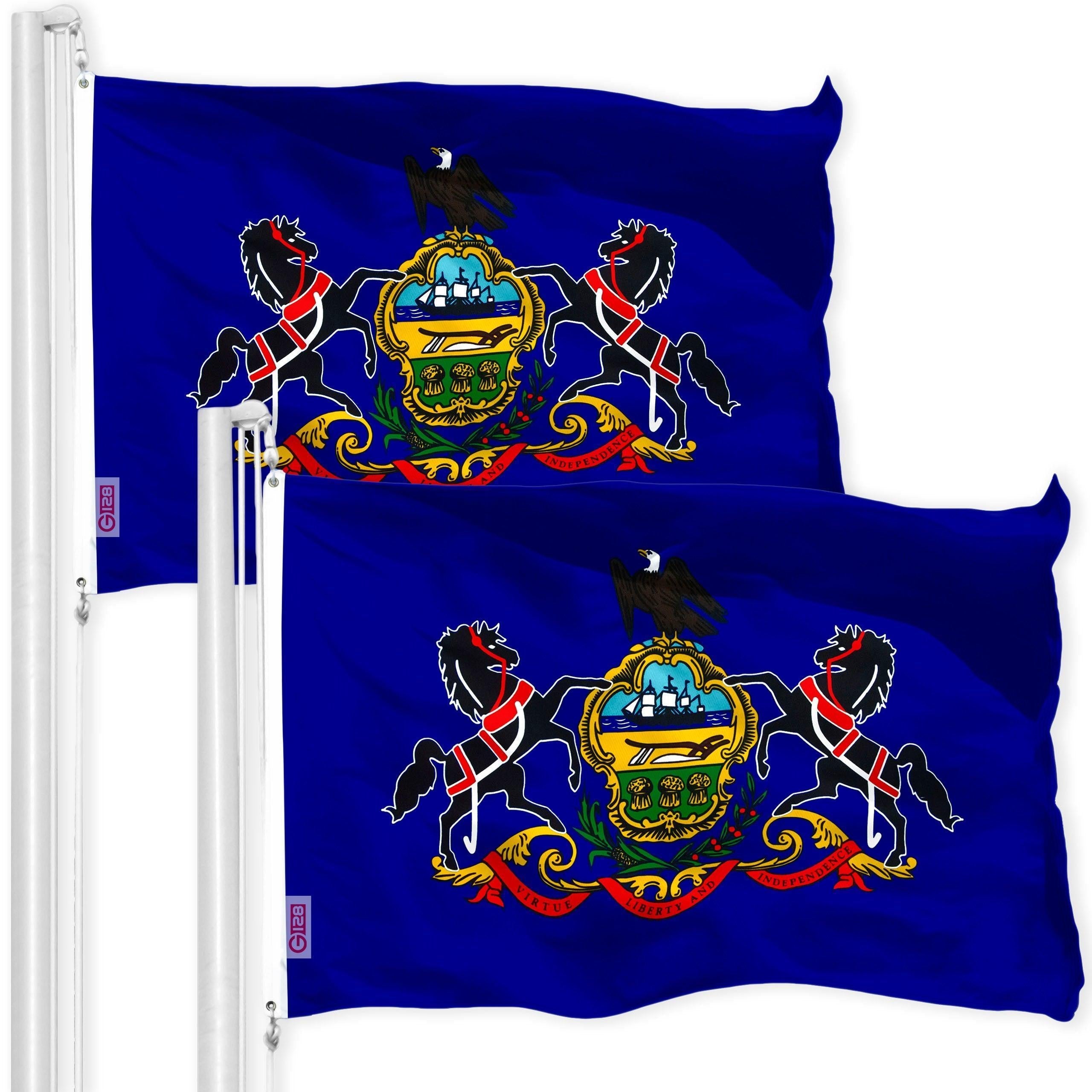 Pennsylvania PA State Flag 3x5 Ft 2Pack 150D Printed Polyester By G128