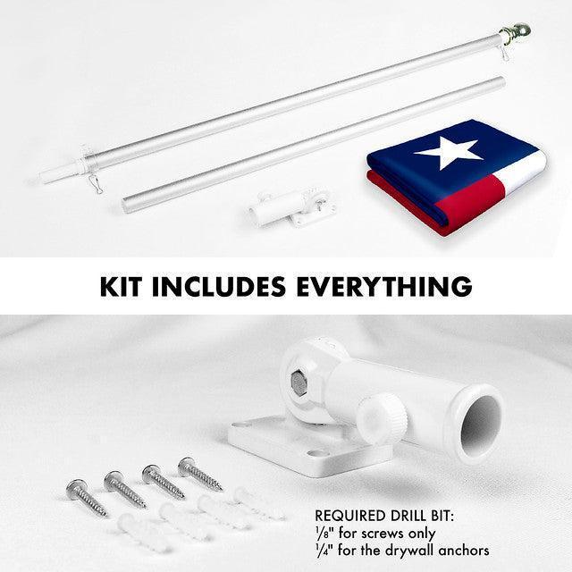 Texas State Flagpole Kit: 3x5 Ft Flag & 6 Ft Tangle-Free Pole