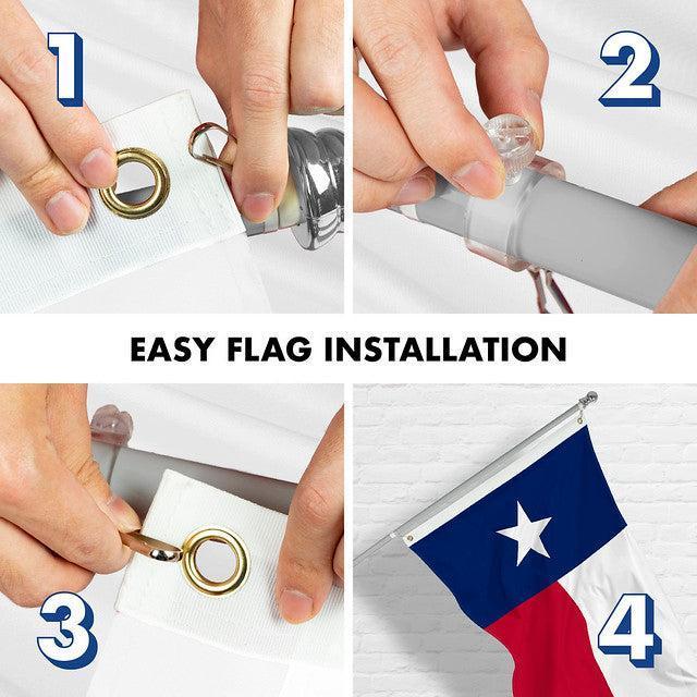 Texas State Flagpole Kit: 3x5 Ft Flag & 6 Ft Tangle-Free Pole