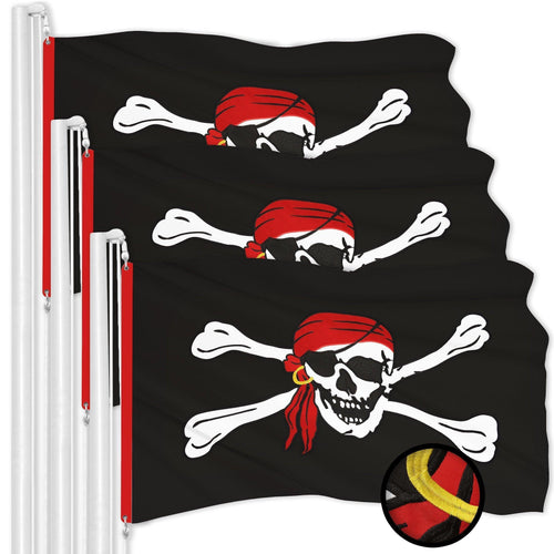 Buy Embroidered Jolly Roger Flags | 3-Pack 3x5 Ft Pirate Flags