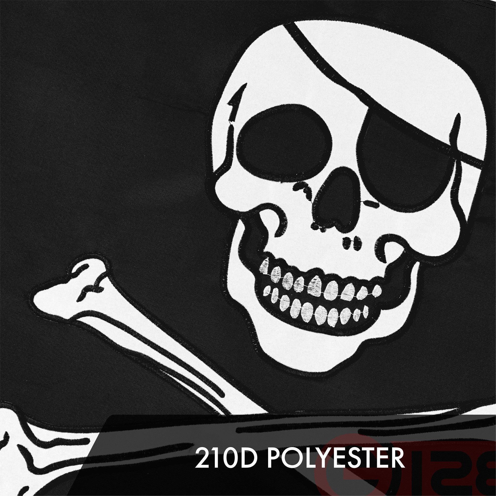 G128 5 Pack: Pirate Jolly Roger Bones Flag  20x30 In  ToughWeave Series Embroidered 300D Polyester  Novelty Flag, Embroidered Design, Indoor/Outdoor, Brass Grommets