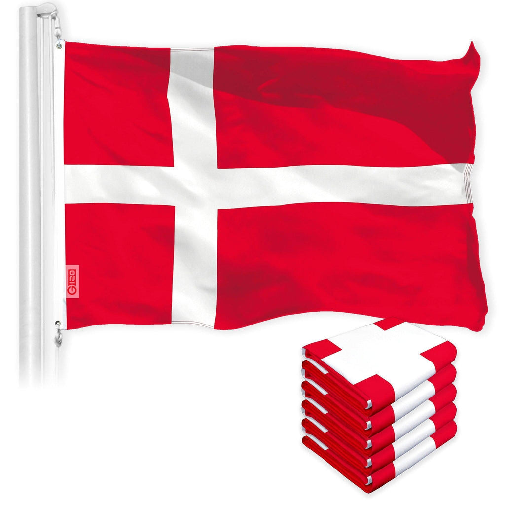 Denmark Danish Flag 3x5 Ft 5Pack 150D Printed Polyester By G128