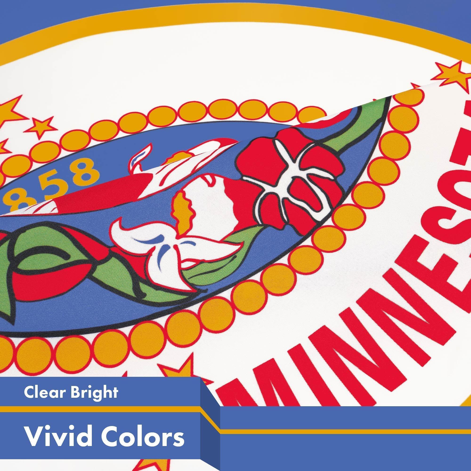 G128 5 Pack: Minnesota MN State Flag  3x5 Ft  LiteWeave Pro Series Printed 150D Polyester  Indoor/Outdoor, Vibrant Colors, Brass Grommets, Thicker and More Durable Than 100D 75D Polyester