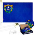 G128  6 Feet Tangle Free Spinning Flagpole (White) Nevada Double Sided Brass Grommets Embroidered 3x5 ft (Flag Included) Aluminum Flag Pole