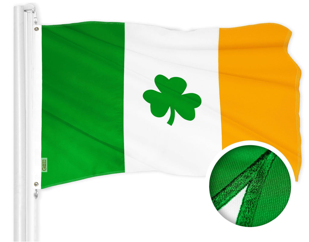G128 Combo Pack: American USA Flag 4x6 Ft & Ireland Irish Shamrock Flag 4x6 Ft  Both ToughWeave Series Embroidered Polyester, Embroidered Design, Indoor/Outdoor, Brass Grommets