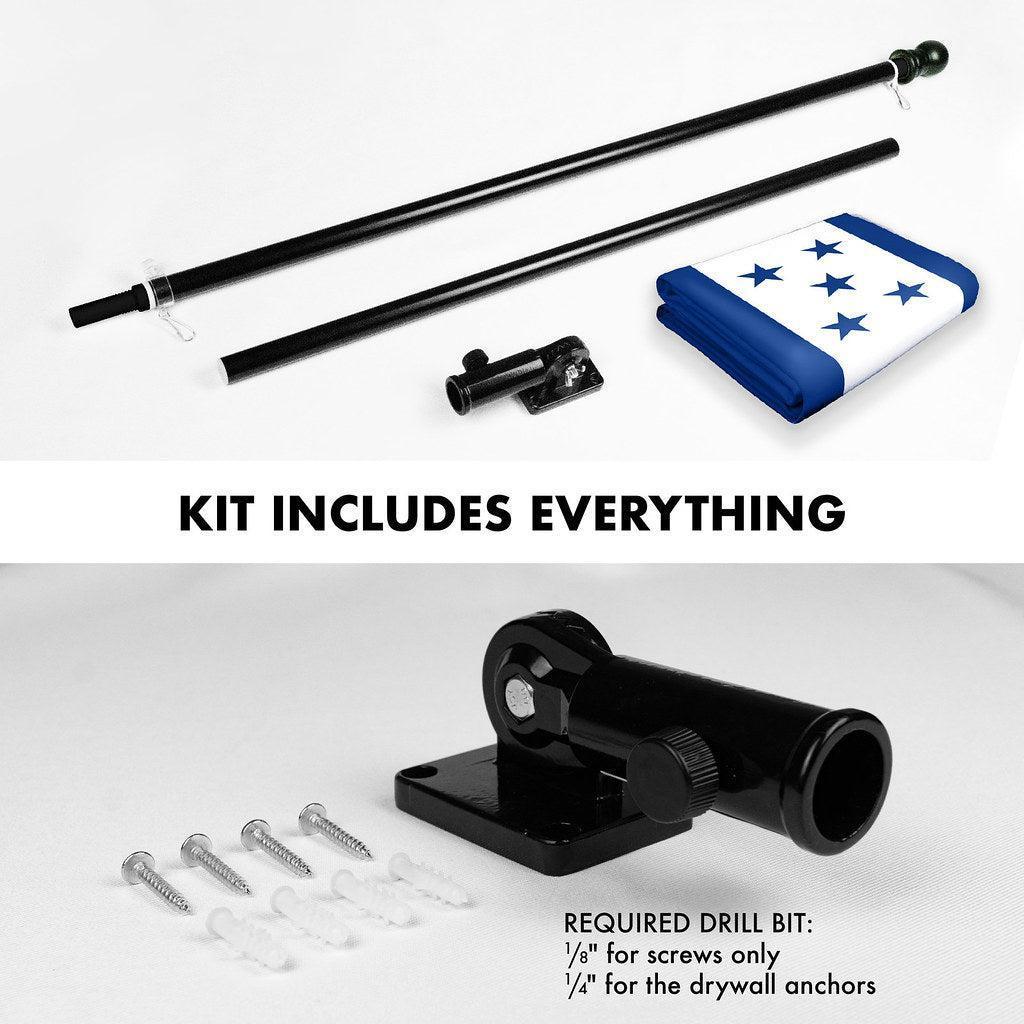 G128 Combo Pack: 6 Ft Tangle Free Spinning Flagpole (Black) & Honduras Flag 3x5 Ft Printed 150D Polyester, Brass Grommets (Flag Included) Aluminum Flag Pole