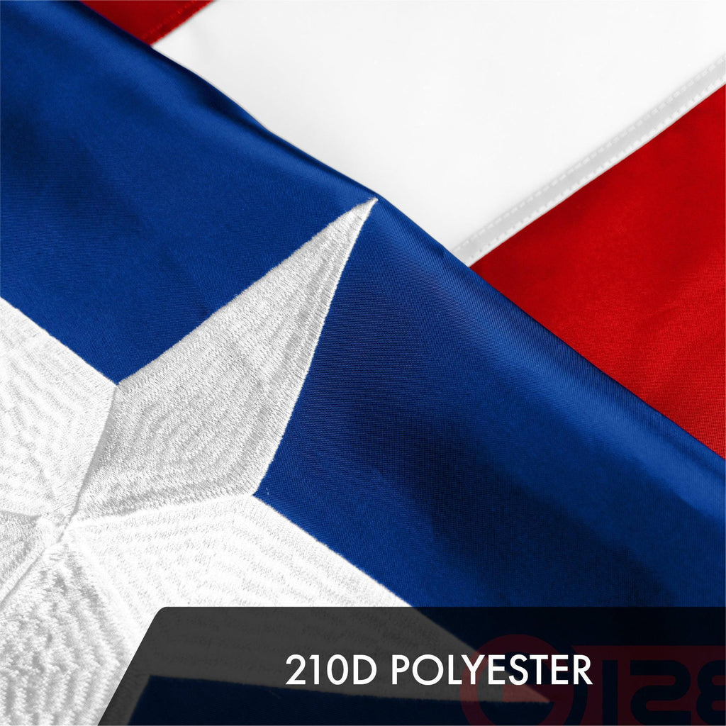G128 5 Pack: Puerto Rico Puerto Rican Flag  4x6 Ft  ToughWeave Series Embroidered 300D Polyester  Embroidered Design, Indoor/Outdoor, Brass Grommets