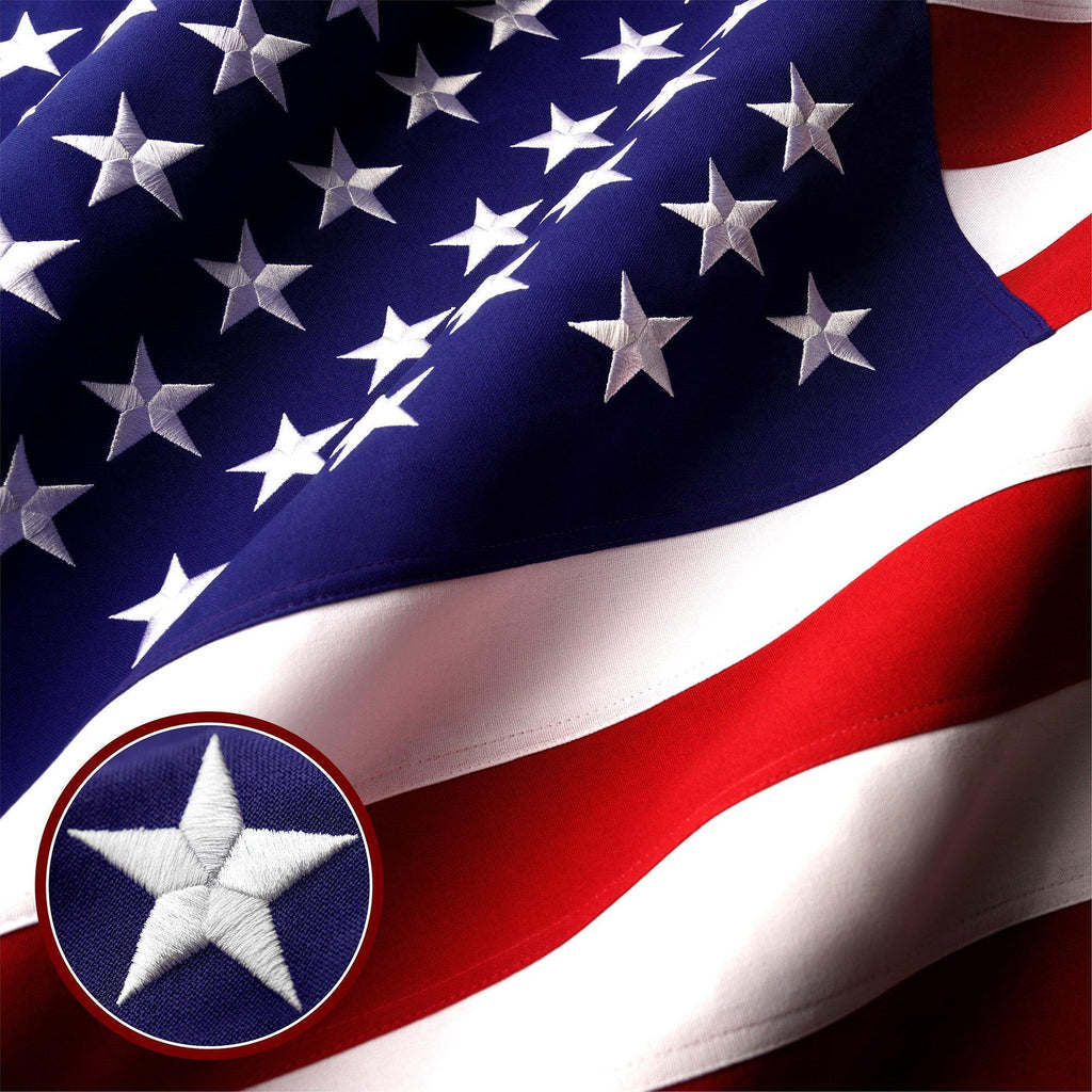 G128 Combo Pack: American USA Flag 2x3 Ft & North Carolina Flag 2x3 Ft, Both Embroidered SPUN Polyester, Indoor/Outdoor, Brass Grommets
