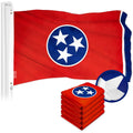 G128 5 Pack: Tennessee TN State Flag  2.5x4 Ft  ToughWeave Series Embroidered 300D Polyester  Embroidered Design, Indoor/Outdoor, Brass Grommets
