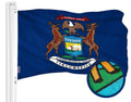 G128 Michigan State Flag  3x5 Ft  ToughWeave Series Embroidered 300D Polyester  Embroidered Design, Indoor/Outdoor, Brass Grommets