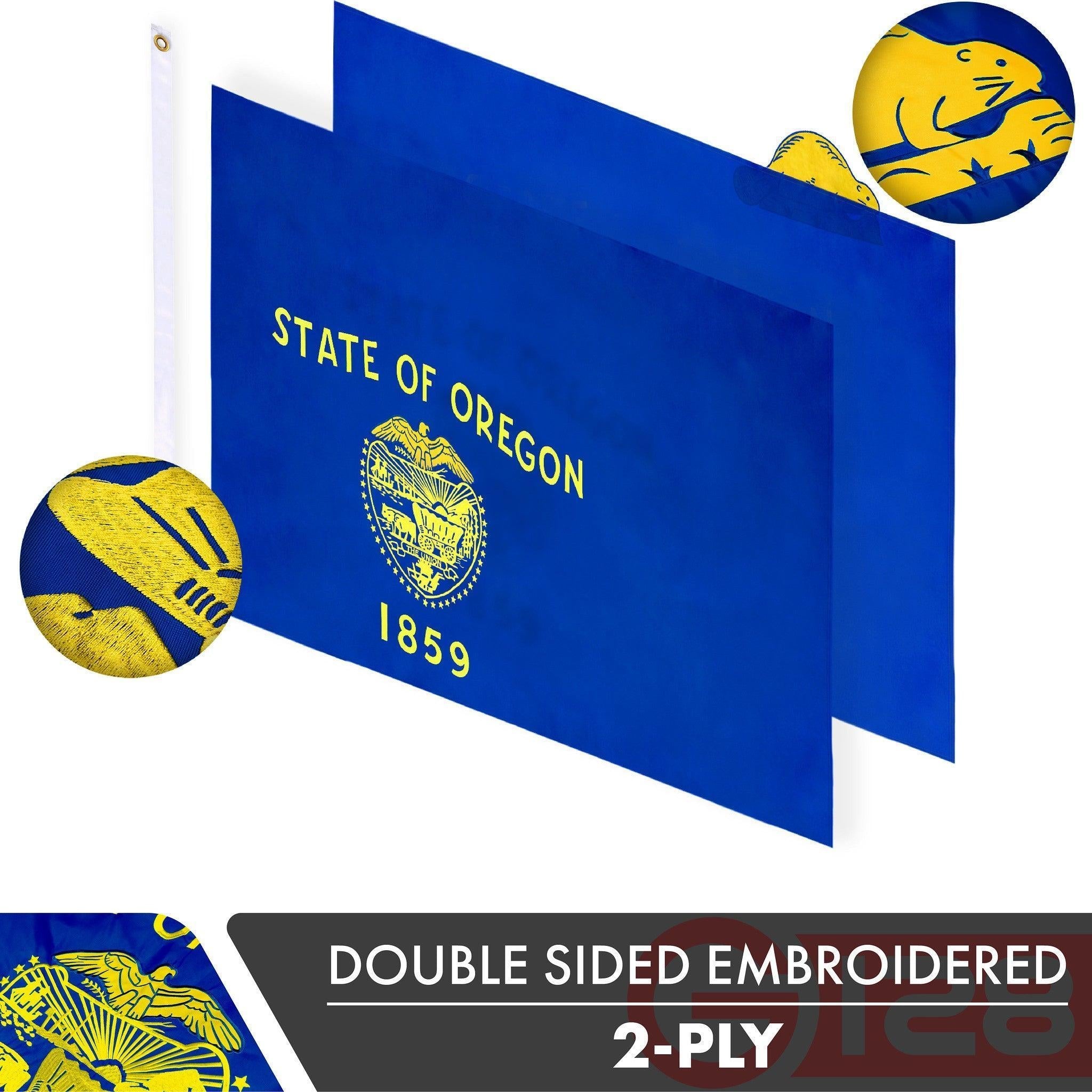 Oregon OR State Flag 3x5 Ft 5Pack Doublesided Embroidered Polyester By G128