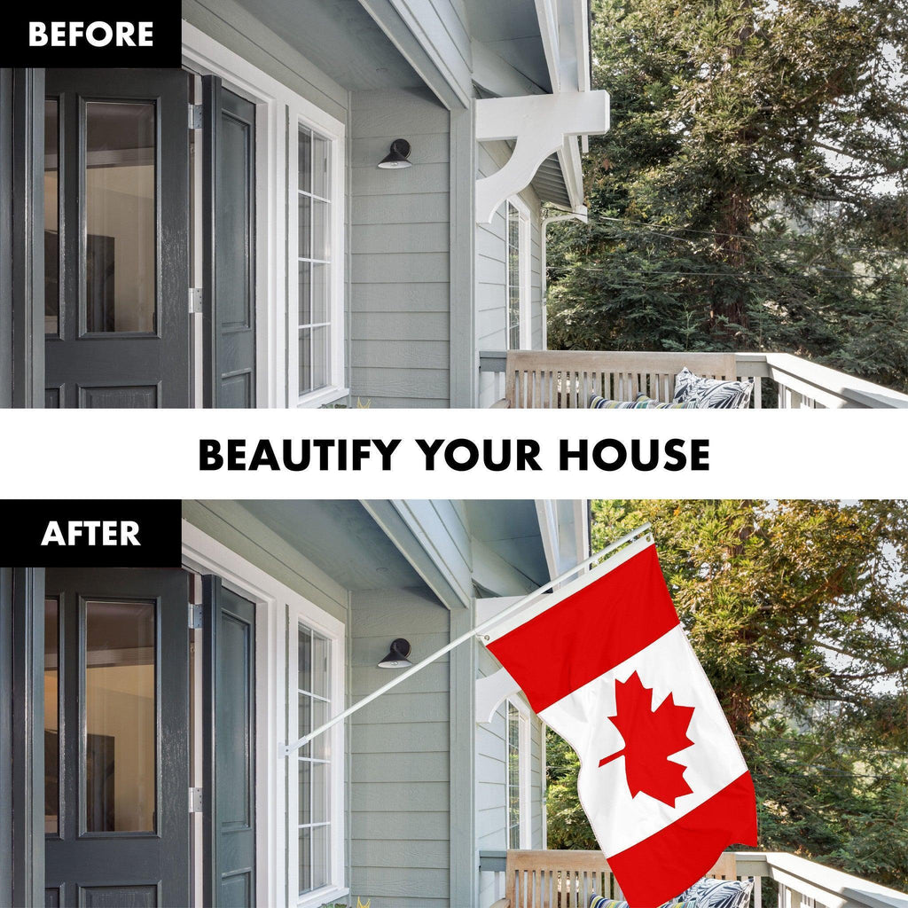G128 Combo Pack: 6 Ft Tangle Free Aluminum Spinning Flagpole (White) & Canada Canadian Flag 3x6 Ft, ToughWeave Series Embroidered 300D Polyester  Pole with Flag Included