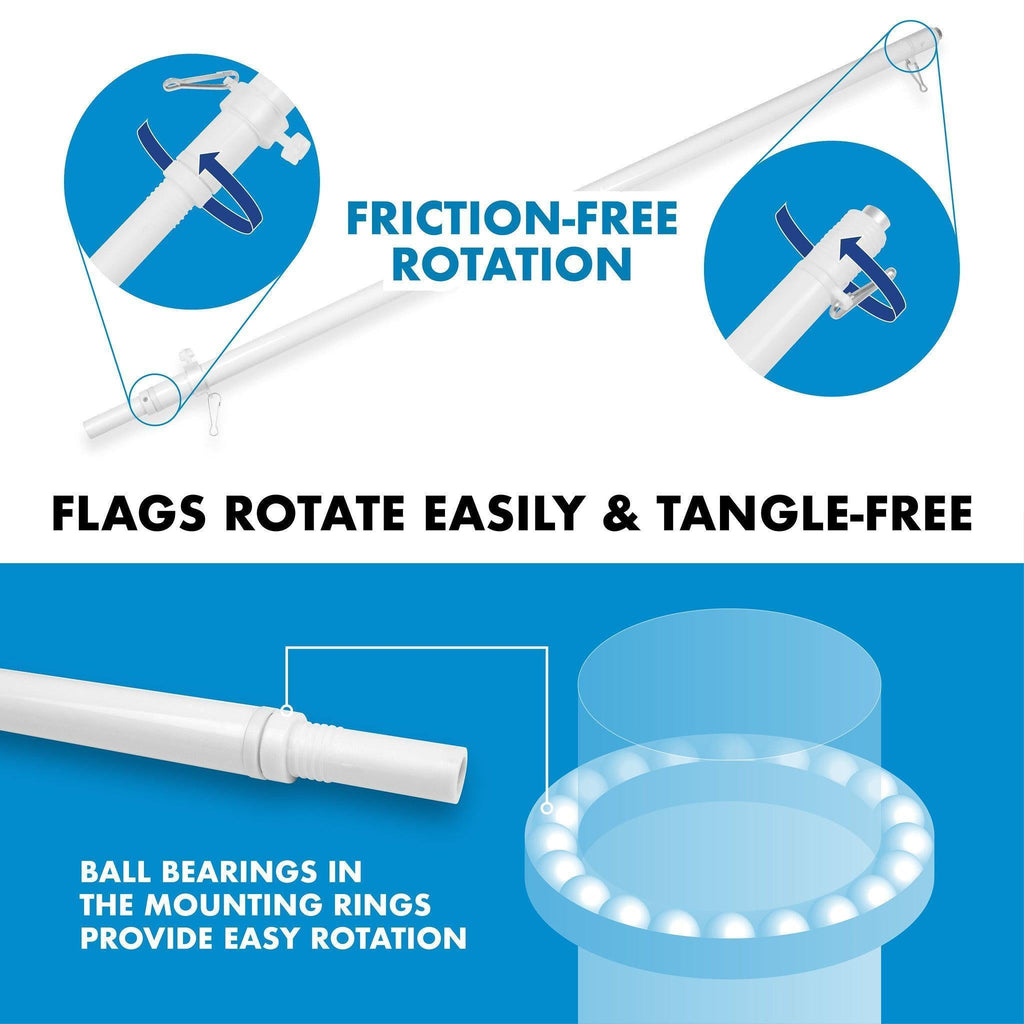 G128 Combo Pack: 6 Ft Tangle Free Aluminum Spinning Flagpole (White) & Canada Canadian Flag 3x6 Ft, ToughWeave Series Embroidered 300D Polyester  Pole with Flag Included