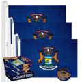 Michigan MI State Flag 3x5 Ft 3Pack Doublesided Embroidered Polyester By G128