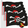 G128 3 Pack: Pirate Jolly Roger Red Head Scarf Flag  3x5 Ft  ToughWeave Series Embroidered 300D Polyester  Novelty Flag, Embroidered Design, Indoor/Outdoor, Brass Grommets