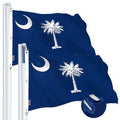 G128 2 Pack: South Carolina SC State Flag  6x10 Ft  StormFlyer Series Embroidered 220GSM Spun Polyester  Embroidered Design, Indoor/Outdoor, Brass Grommets, Heavy Duty, All Weather