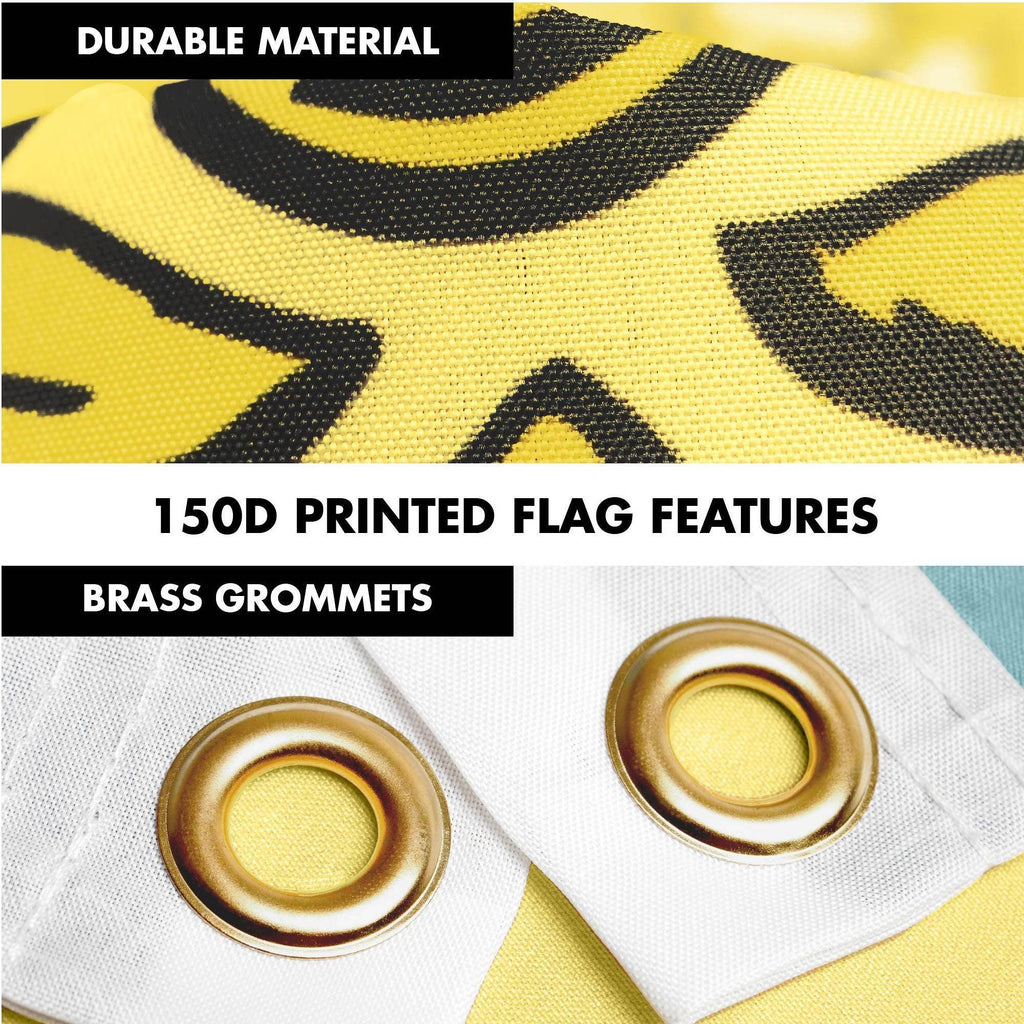 G128 Combo Pack: 6 Ft Tangle Free Spinning Flagpole (Silver) & Delaware Flag 3x5 Ft Printed 150D Polyester, Brass Grommets (Flag Included) Aluminum Flag Pole