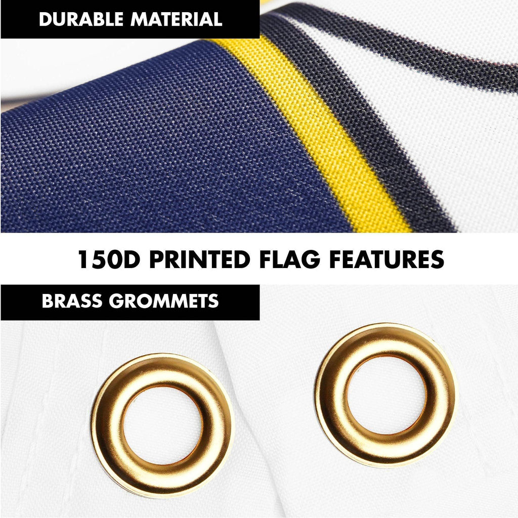 G128 Combo Pack: 6 Ft Tangle Free Spinning Flagpole (Silver) & Illinois Flag 3x5 Ft Printed 150D Polyester, Brass Grommets (Flag Included) Aluminum Flag Pole