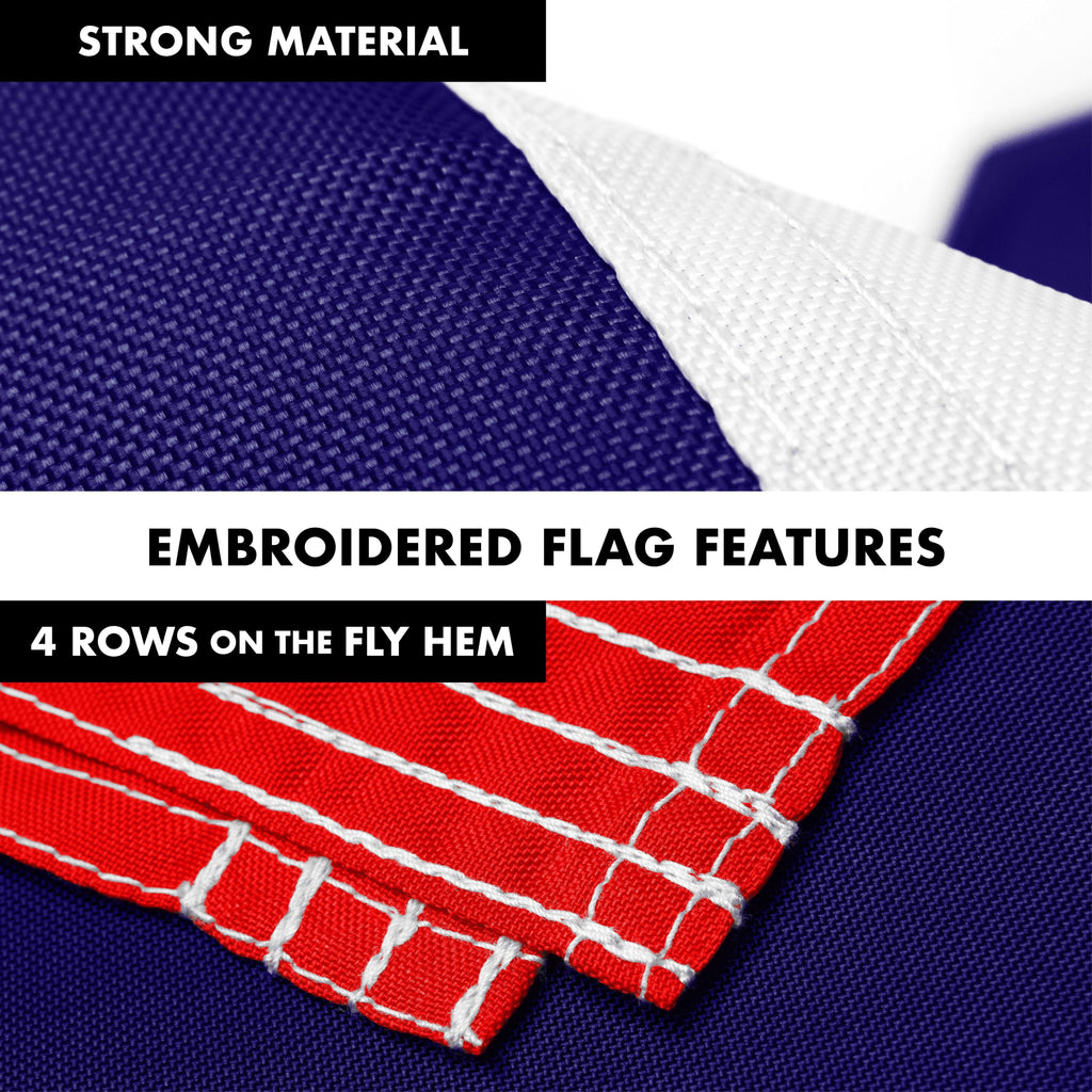 G128 Combo Pack: 6 Ft Tangle Free Aluminum Spinning Flagpole (White) & Iowa IA Deluxe State Flag 3x5 Ft, ToughWeave Series Embroidered 300D Polyester  Pole with Flag Included