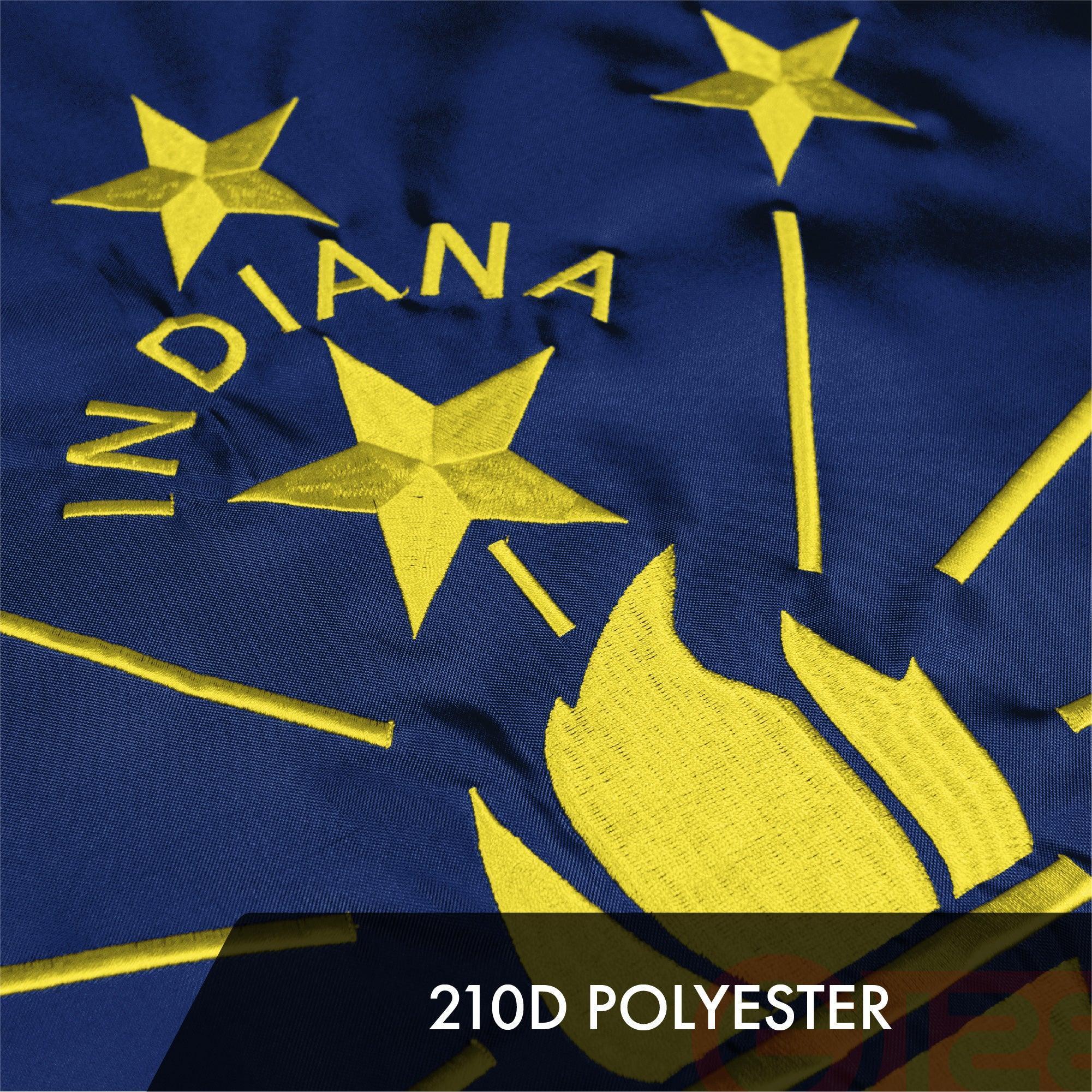 G128 2 Pack: Indiana IN State Flag  4x6 Ft  ToughWeave Series Embroidered 300D Polyester  Embroidered Design, Indoor/Outdoor, Brass Grommets