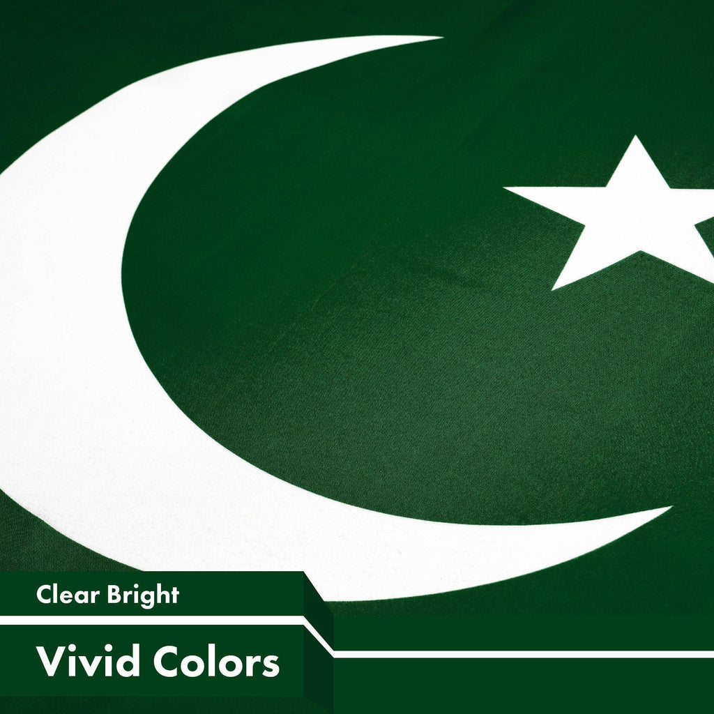 G128 Combo Pack: American USA Flag 3x5 Ft & Pakistan Flag 3x5 Ft, Both Printed 150D Polyester, Indoor/Outdoor, Brass Grommets