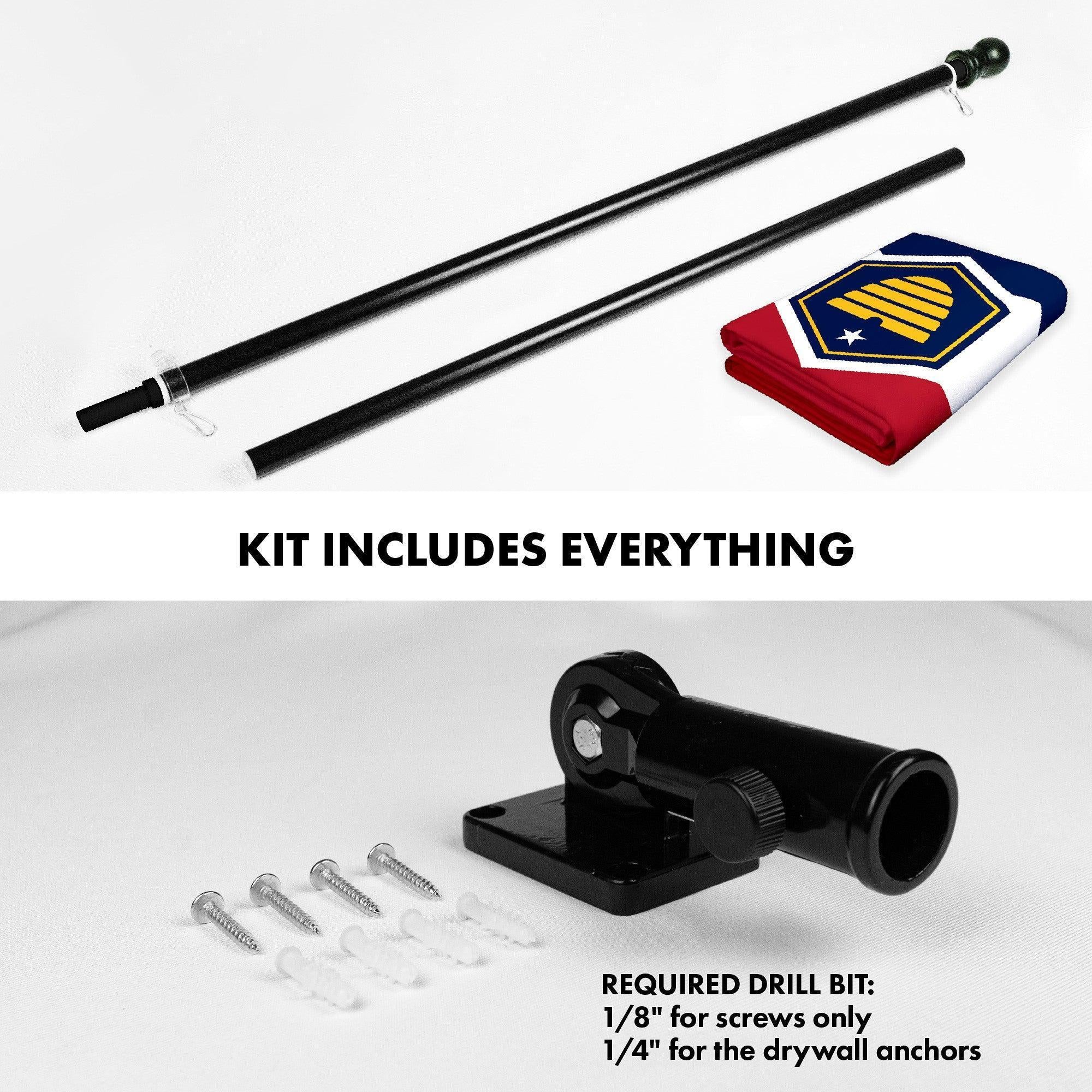 G128 Combo Pack: 6 Ft Tangle Free Aluminum Spinning Flagpole (Black) & Utah 2023 New Version UT State Flag 3x5 Ft, LiteWeave Pro Series Printed 150D Polyester  Pole with Flag Included