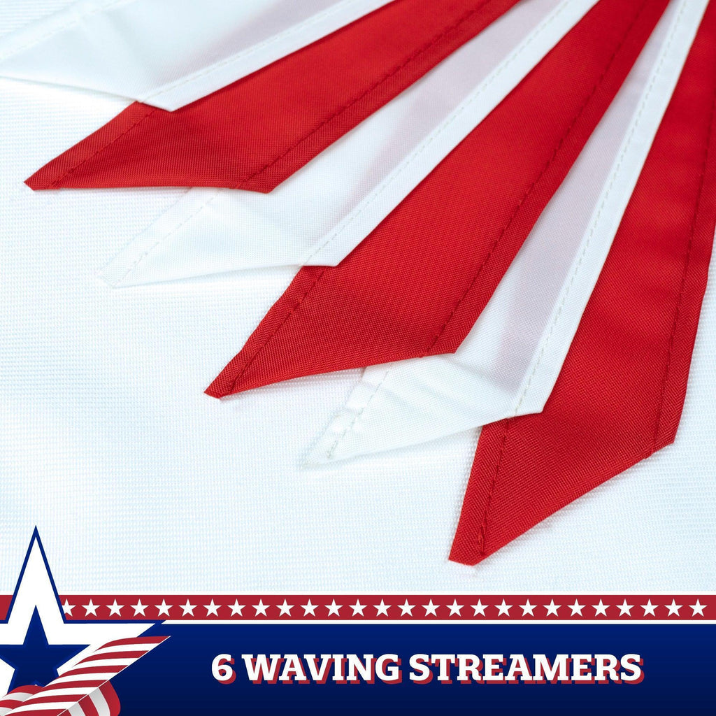 G128 10Pack: American USA Windsock  60 Inch  Embroidered 210D Polyester, Patriotic Hanging Decoration