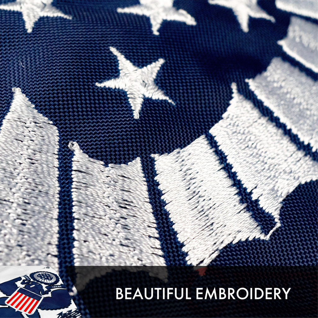 US Coast Guard Flag 210D Embroidered Polyester 3x5 Ft  Double Sided 3ply