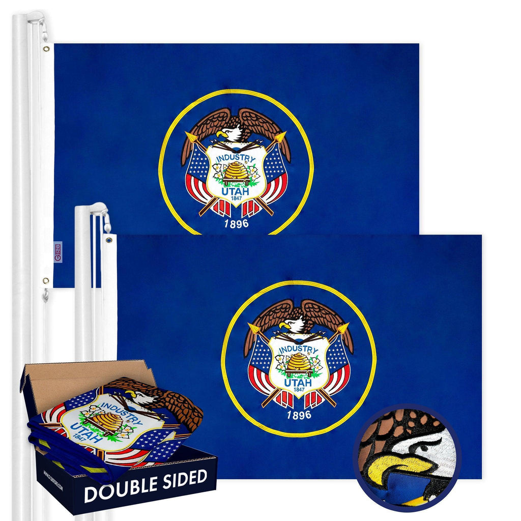 Utah UT State Flag 3x5 Ft 2Pack Doublesided Embroidered Polyester By G128