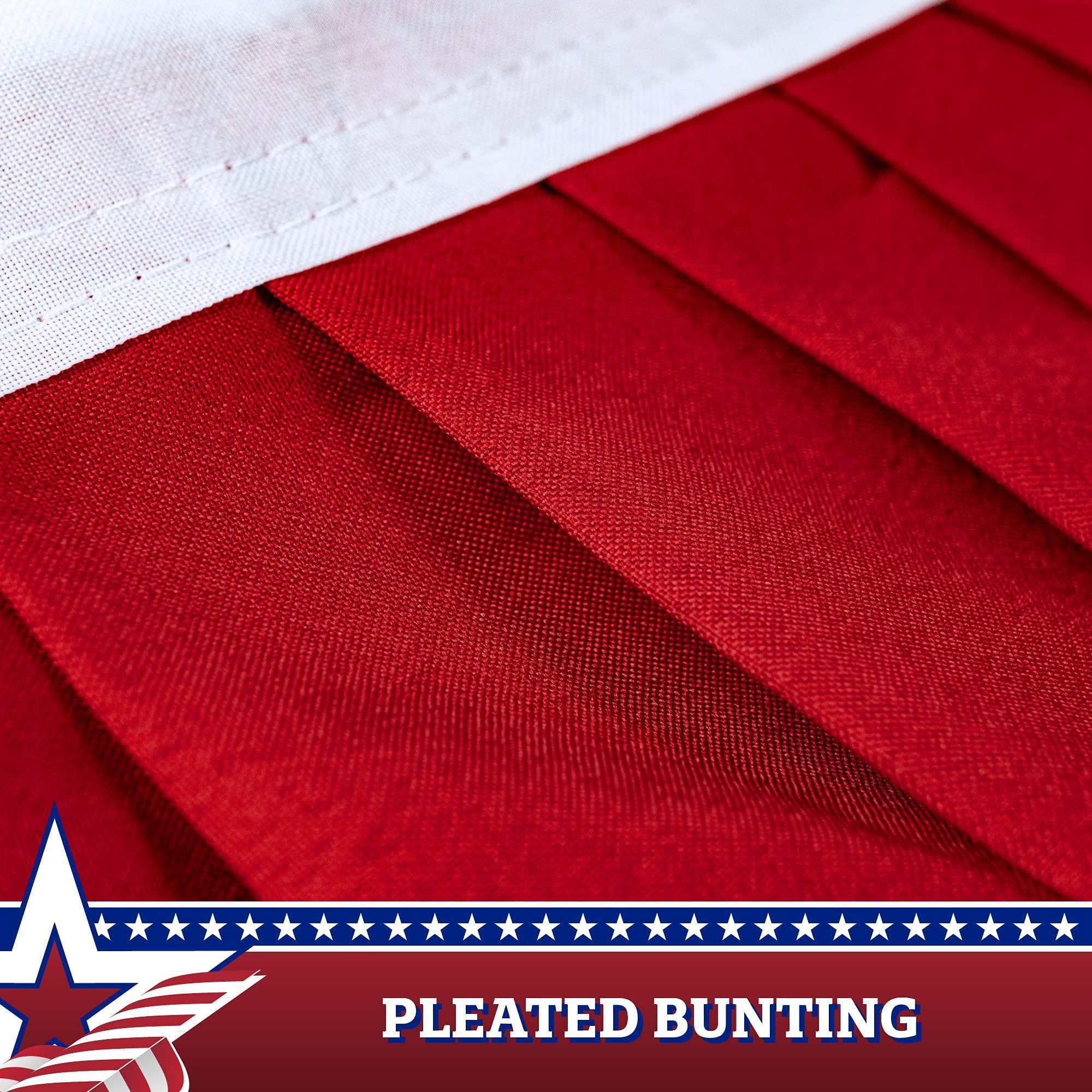 USA Pleated Fan Flag 5x10 Ft American USA Bunting Decoration Flags Embroidered