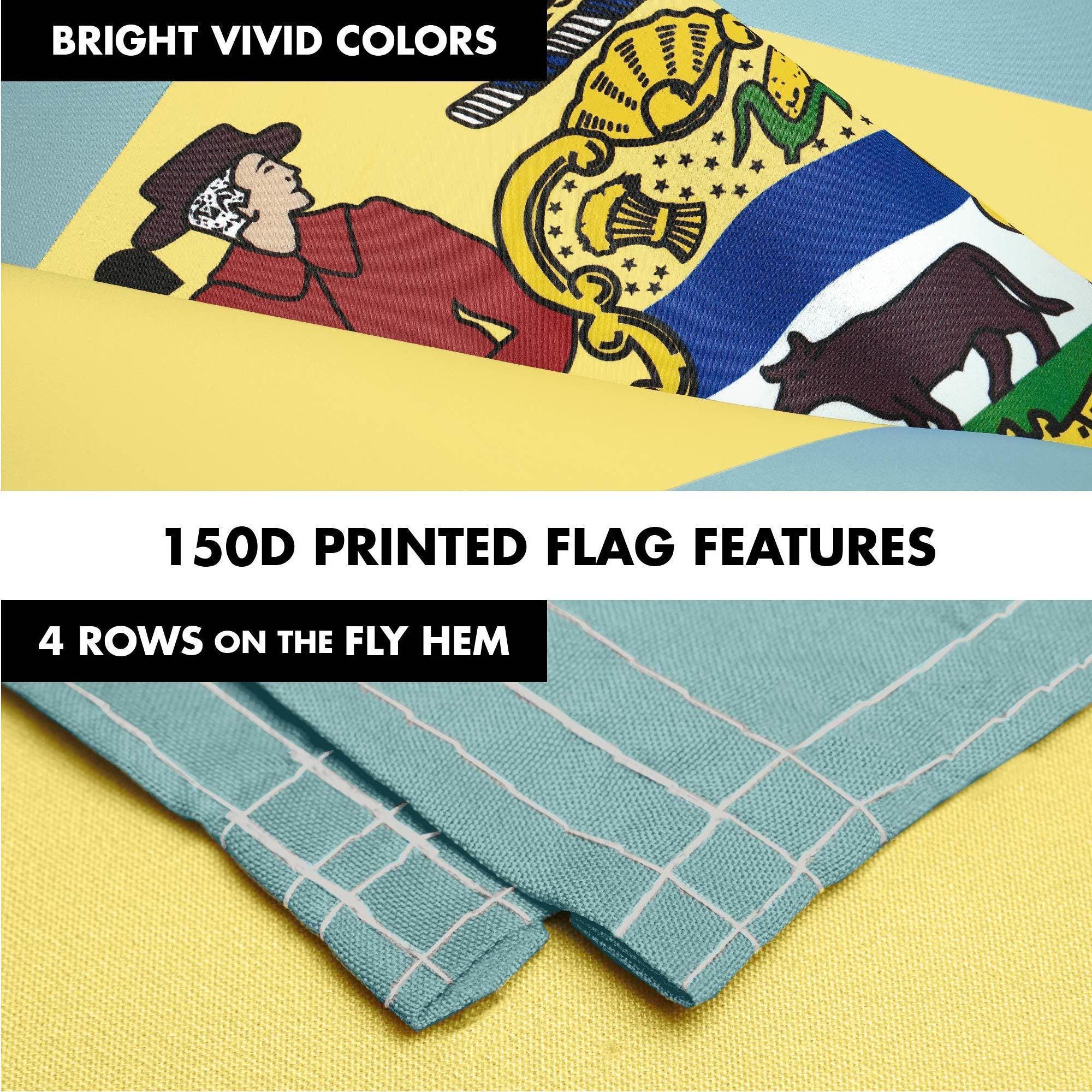 G128 Combo Pack: 6 Ft Tangle Free Spinning Flagpole (Silver) & Delaware Flag 3x5 Ft Printed 150D Polyester, Brass Grommets (Flag Included) Aluminum Flag Pole