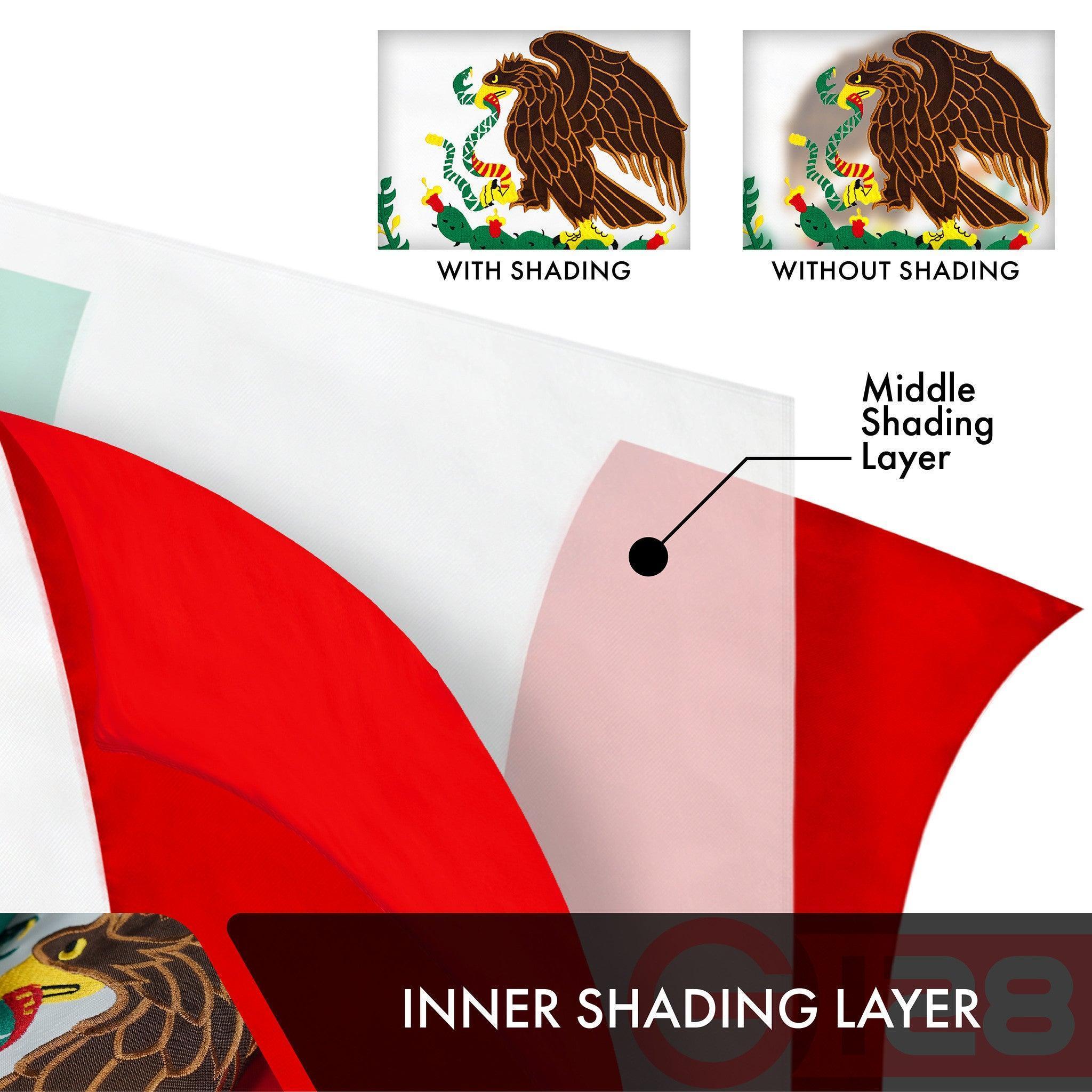 Mexico Mexican Flag 4x6FT 5Pack Doublesided Embroidered Polyester By G128