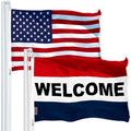 G128 Combo Pack: USA American Flag 3x5 Ft 150D Printed Stars & Welcome Flag 3x5 Ft 150D Printed