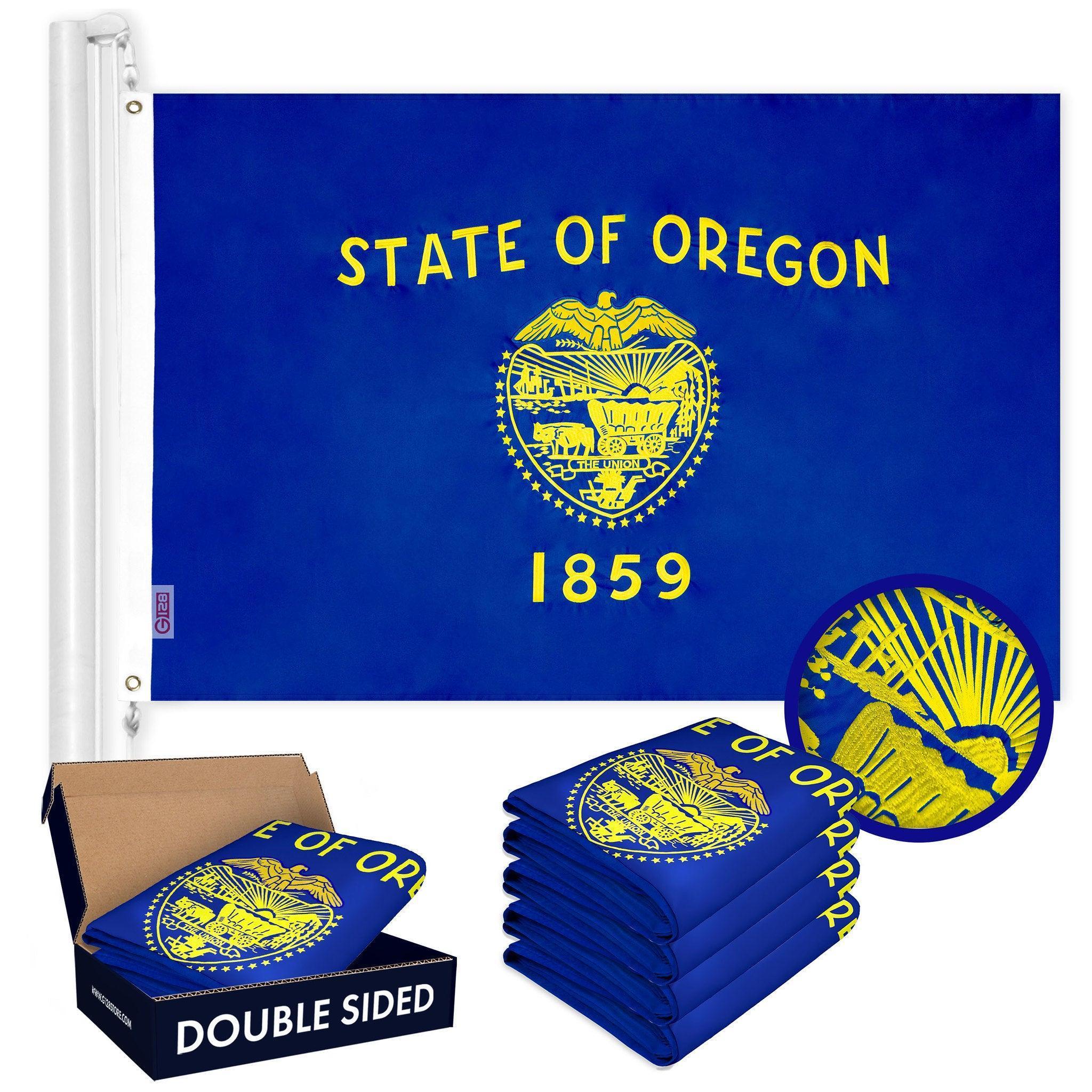 Oregon OR State Flag 3x5 Ft 5Pack Doublesided Embroidered Polyester By G128