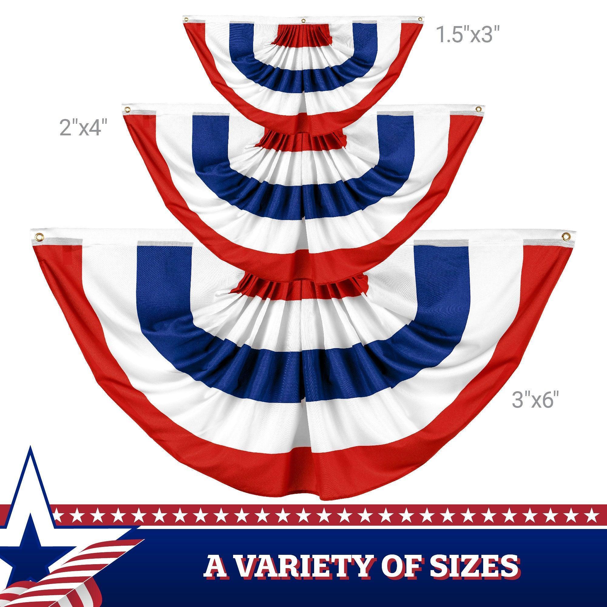 USA Printed Bunting Fan Flag 2-Pack | 2x4 Ft Premium Patriotic Outdoor Decor