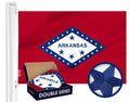 G128 Arkansas State Flag  3x5 Ft  Double ToughWeave Series Double Sided Embroidered 210D Polyester  Embroidered Design, Indoor/Outdoor, Brass Grommets, Heavy Duty, 2ply